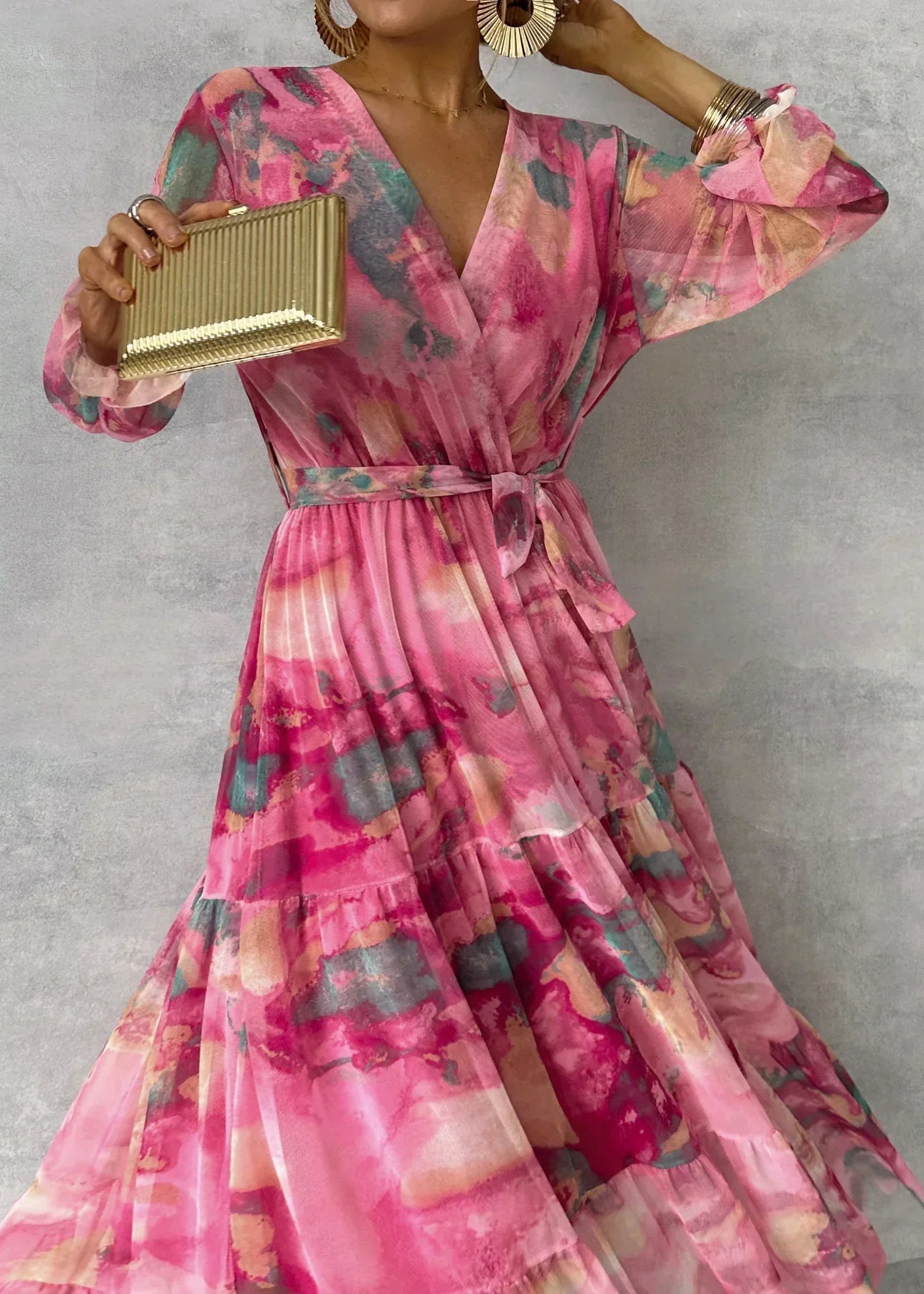 Floral Long Sleeve Wrap Dress | Maxi