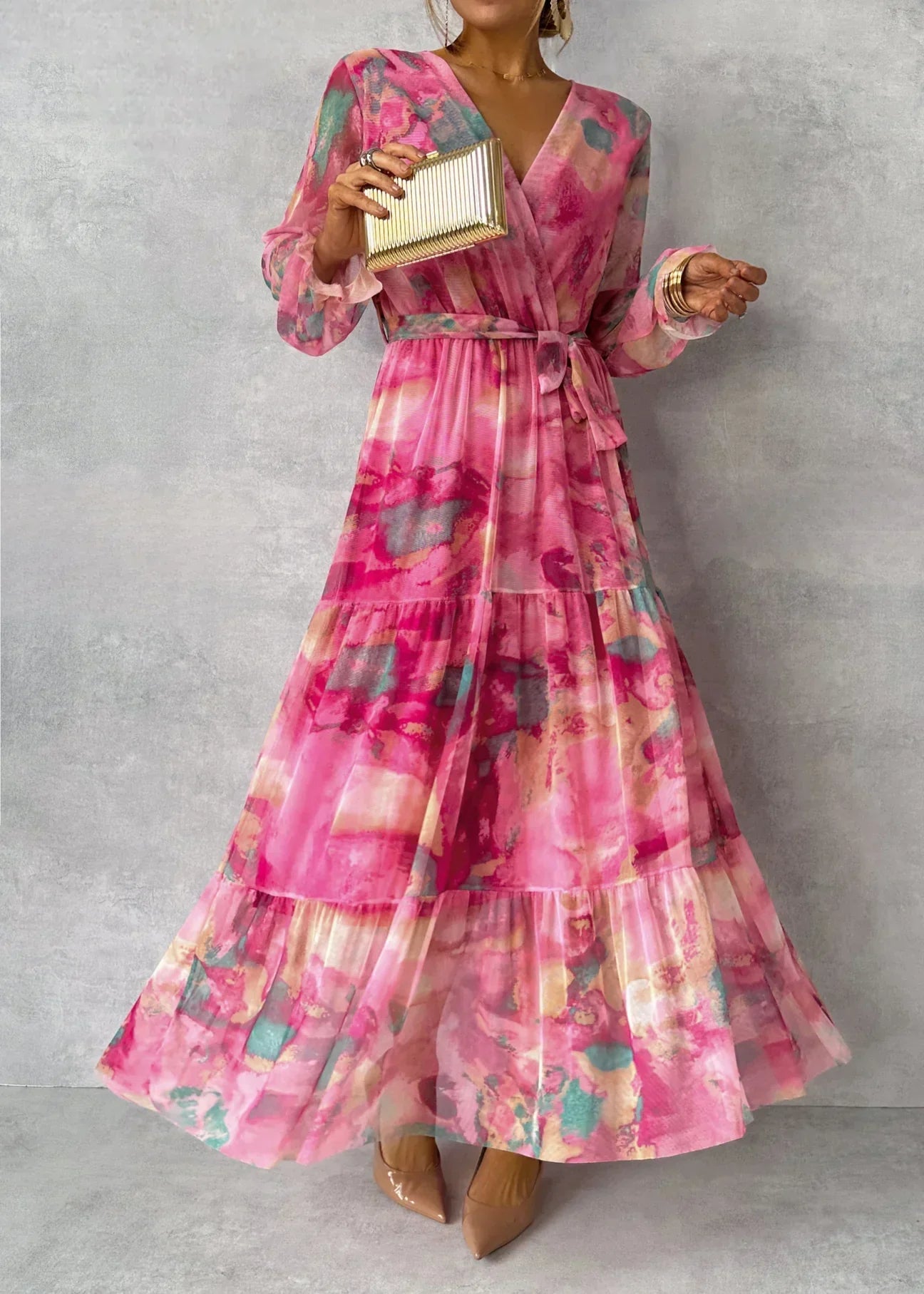 Floral Long Sleeve Wrap Dress | Maxi
