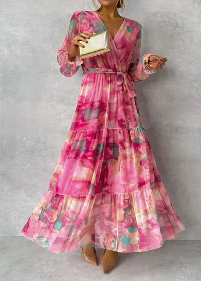 Floral Long Sleeve Wrap Dress | Maxi