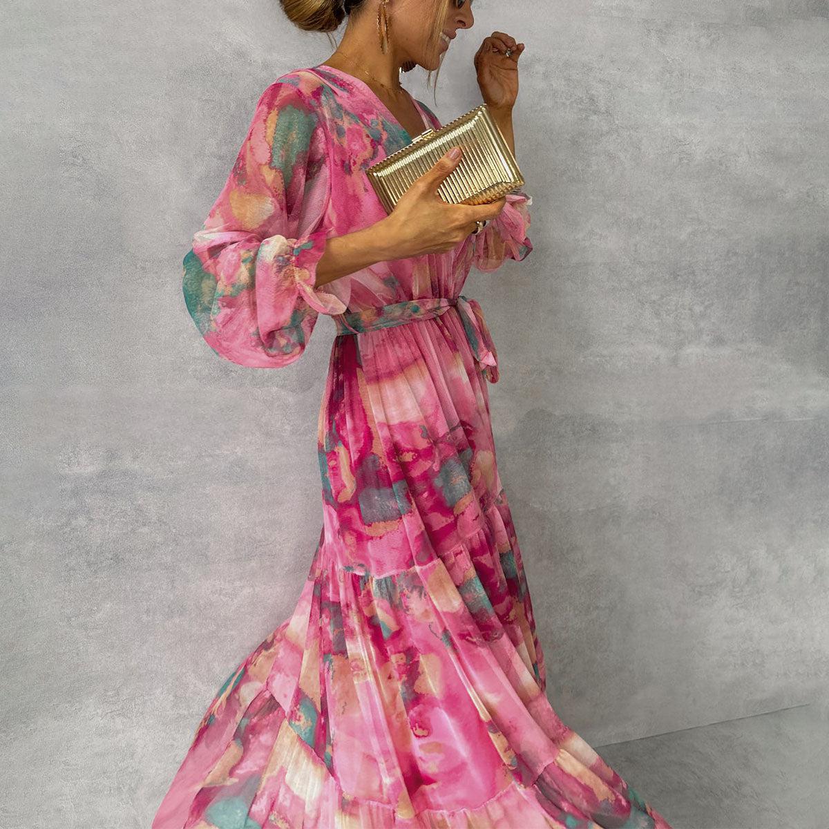 Floral Long Sleeve Wrap Dress | Maxi