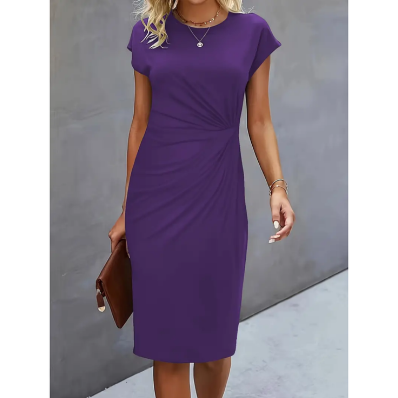 Simple Short Sleeve Formal Dress | Midi