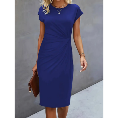 Simple Short Sleeve Formal Dress | Midi