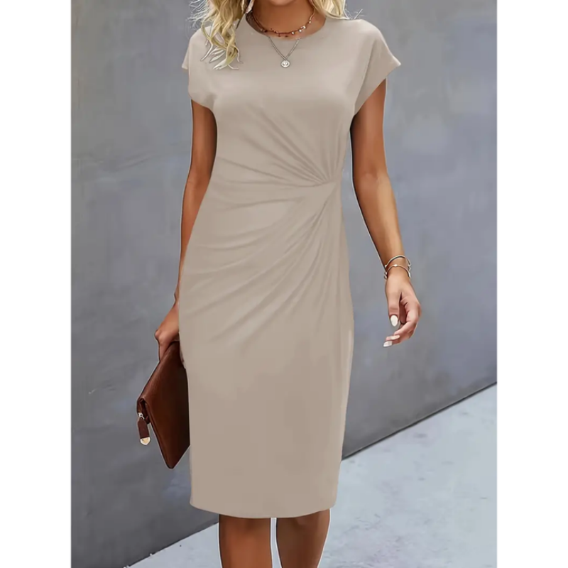 Simple Short Sleeve Formal Dress | Midi