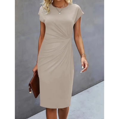 Simple Short Sleeve Formal Dress | Midi