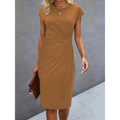 Simple Short Sleeve Formal Dress | Midi