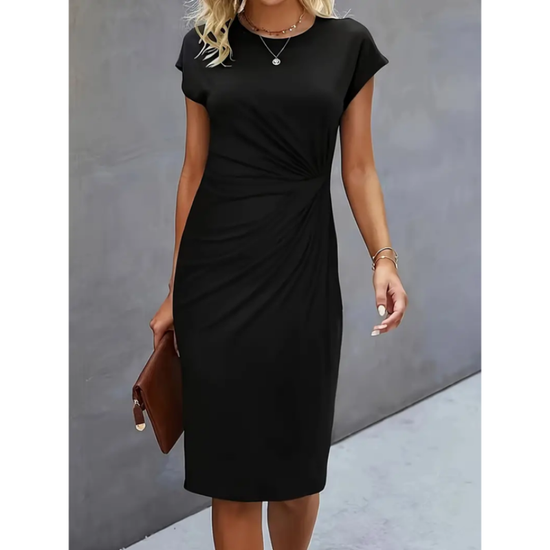 Simple Short Sleeve Formal Dress | Midi