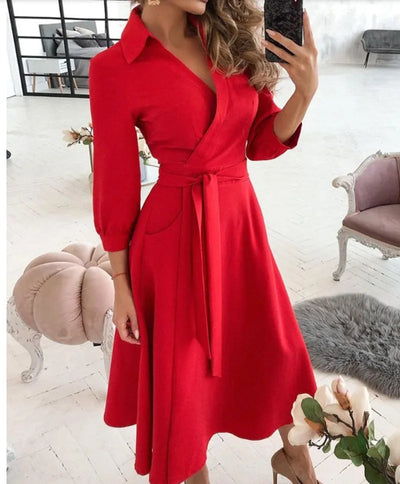 Stylish Tie-Waist Wrap Dress | Midi