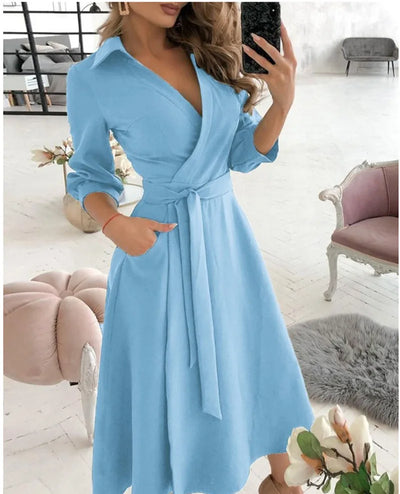 Stylish Tie-Waist Wrap Dress | Midi