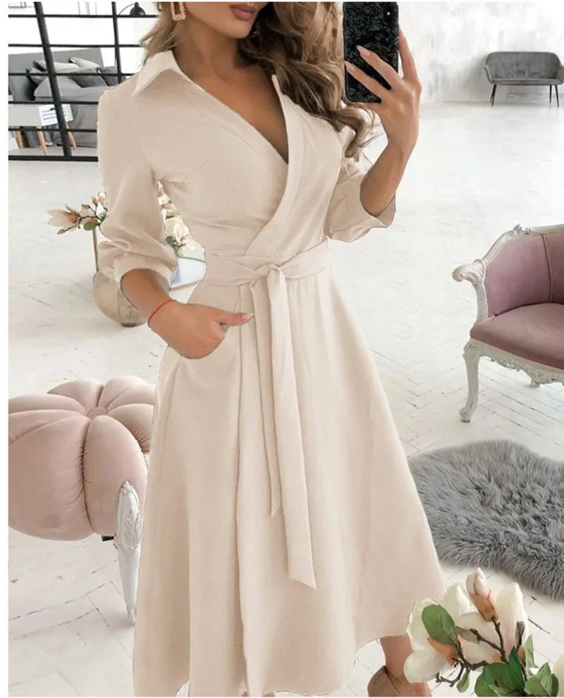 Stylish Tie-Waist Wrap Dress | Midi