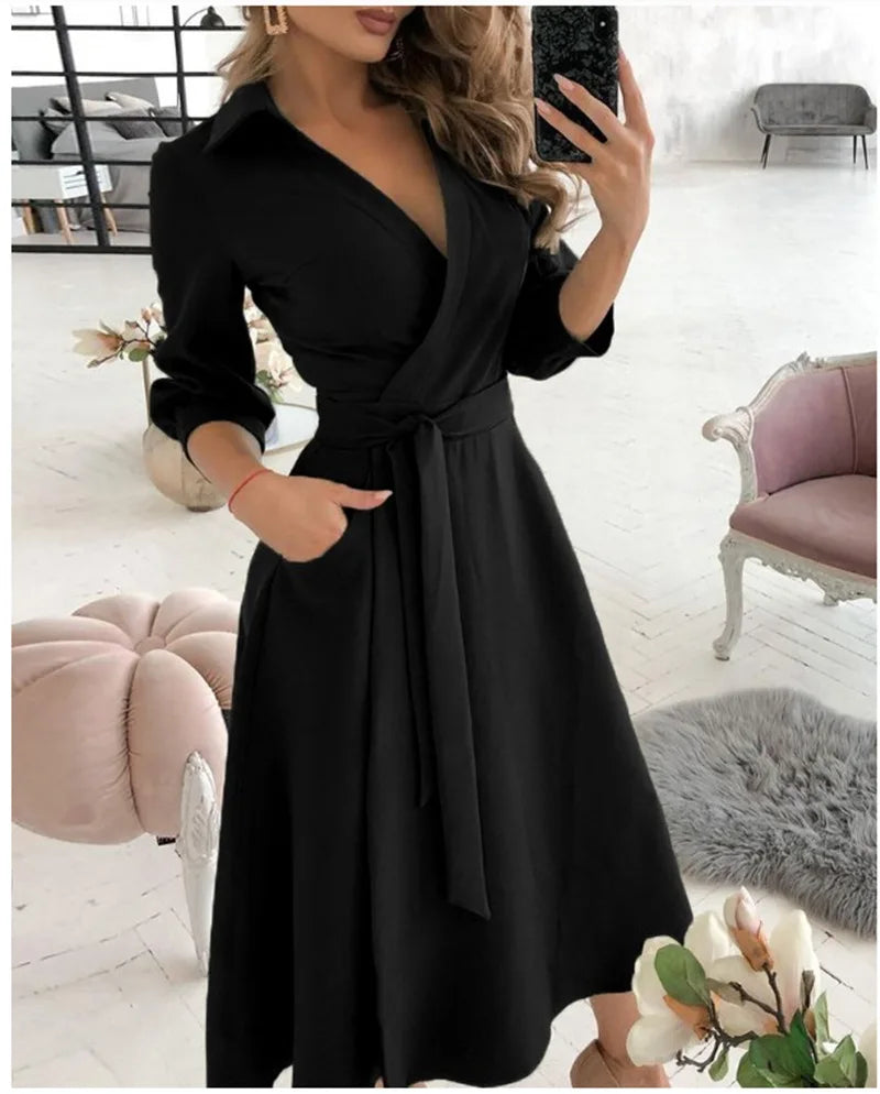 Stylish Tie-Waist Wrap Dress | Midi