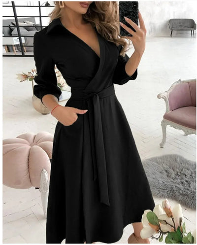 Stylish Tie-Waist Wrap Dress | Midi