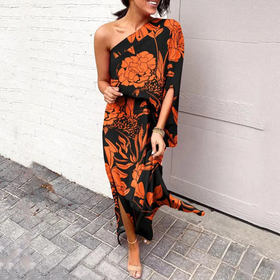Shoulder Cut Floral Dress | Maxi