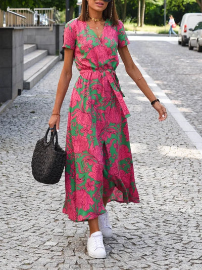 Printed Belted Dress | Midi