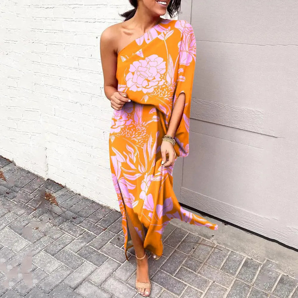 Shoulder Cut Floral Dress | Maxi