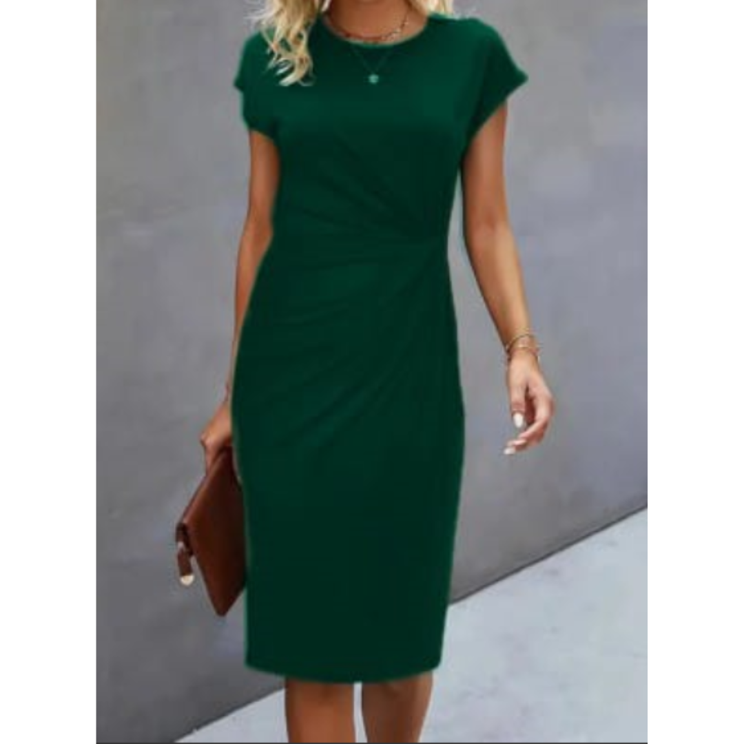 Simple Short Sleeve Formal Dress | Midi