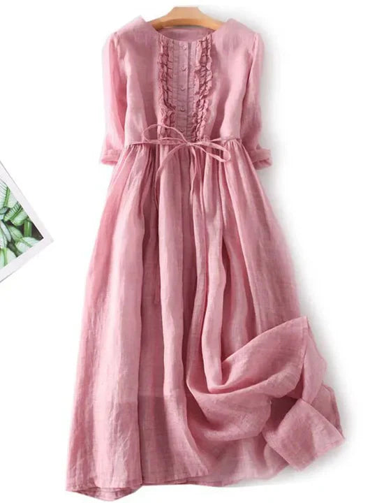 Button-up Dress with Ruffles | Midi
