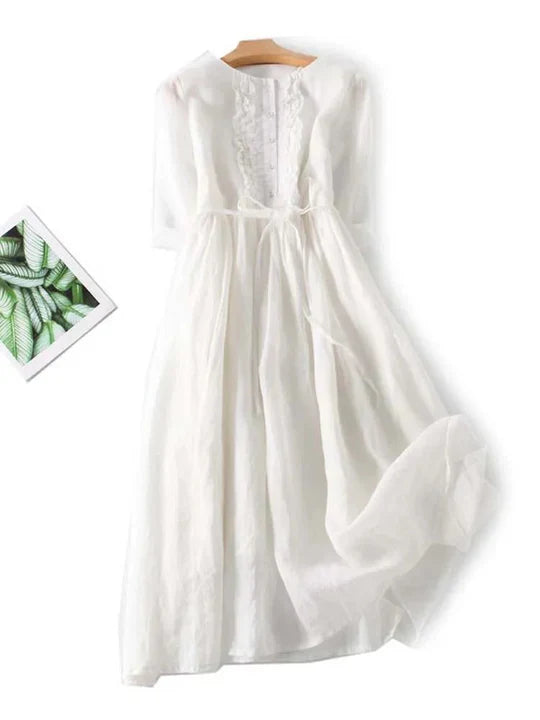 Button-up Dress with Ruffles | Midi