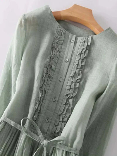 Button-up Dress with Ruffles | Midi