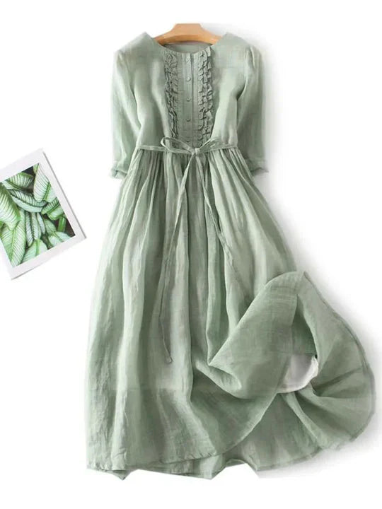 Button-up Dress with Ruffles | Midi