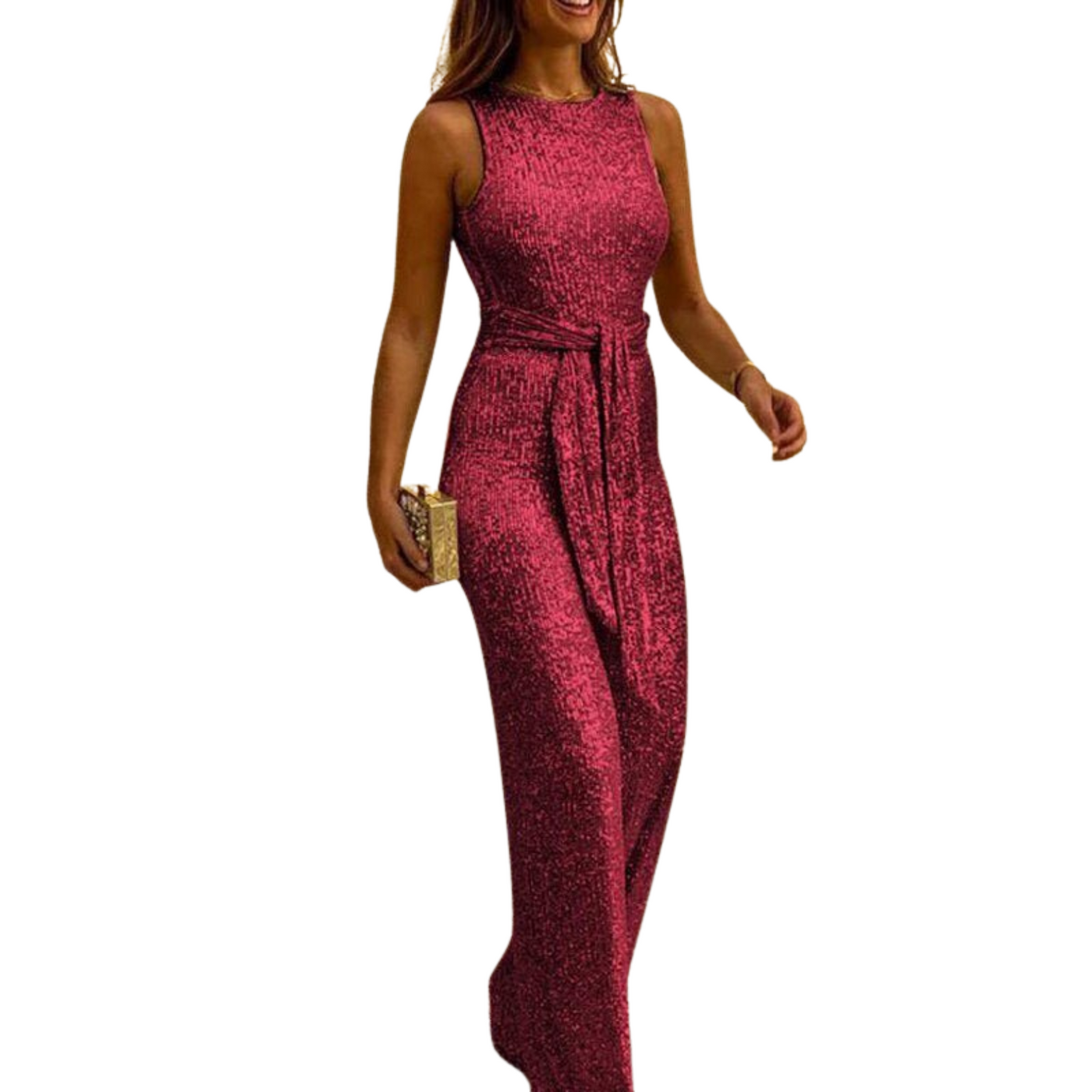 Backless Glitter Jumpsuit Dress | Maxi