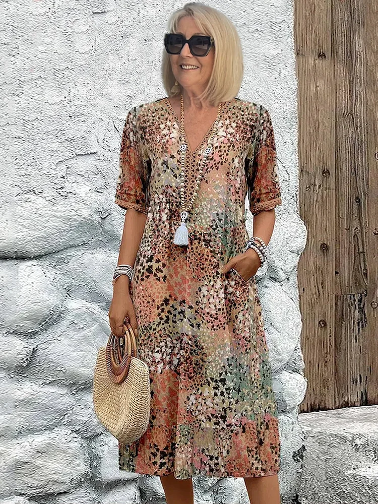 Classic V-neck Soft Dress | Midi