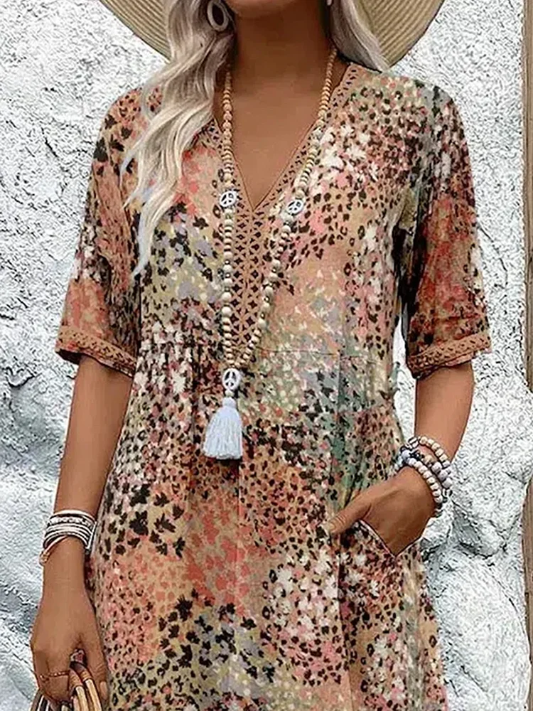 Classic V-neck Soft Dress | Midi