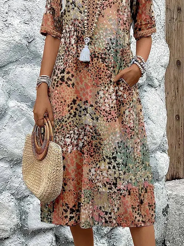Classic V-neck Soft Dress | Midi