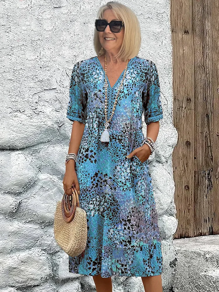 Classic V-neck Soft Dress | Midi