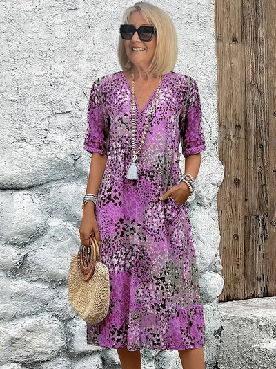 Classic V-neck Soft Dress | Midi