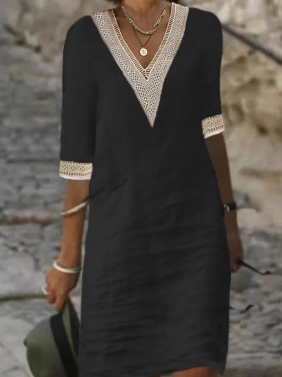 Classic V-Neck Dress | Midi