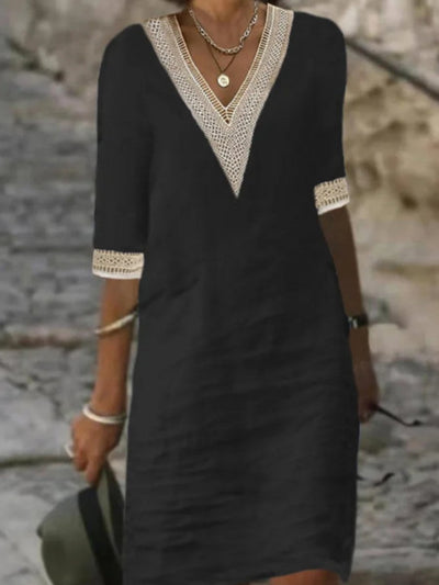 Classic V-Neck Dress | Midi