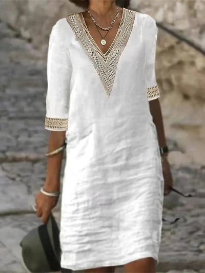 Classic V-Neck Dress | Midi