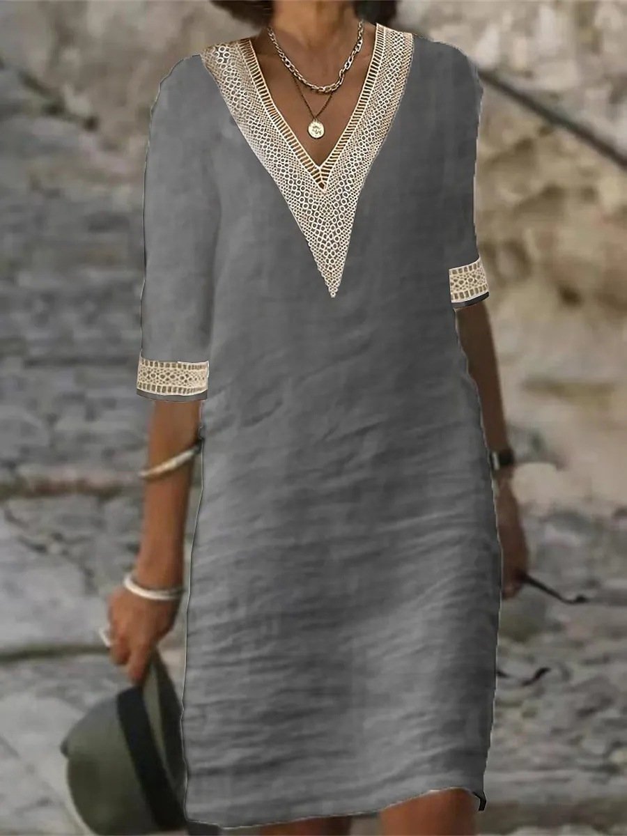 Classic V-Neck Dress | Midi