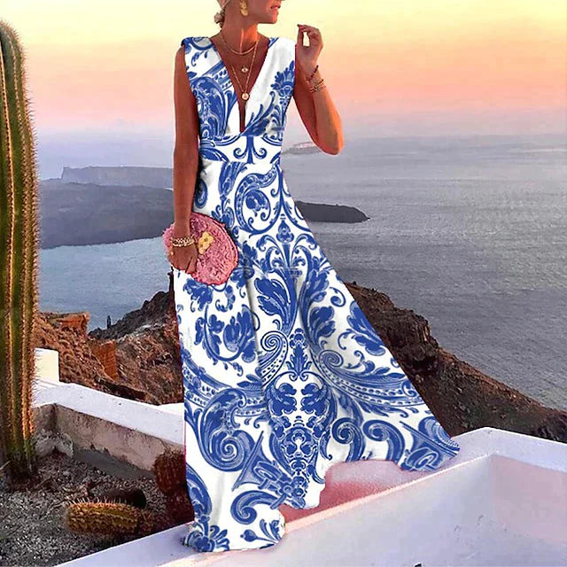Multi Floral Print Vacation Dress | Maxi